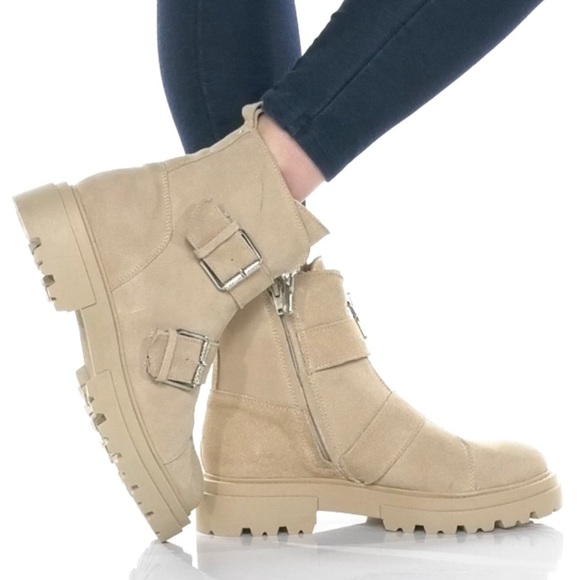 NEW in BOX Dolce Vita AVARI Dune Suede tan size 7 LEATHER combat Boots MSRP $160 - Picture 3 of 16